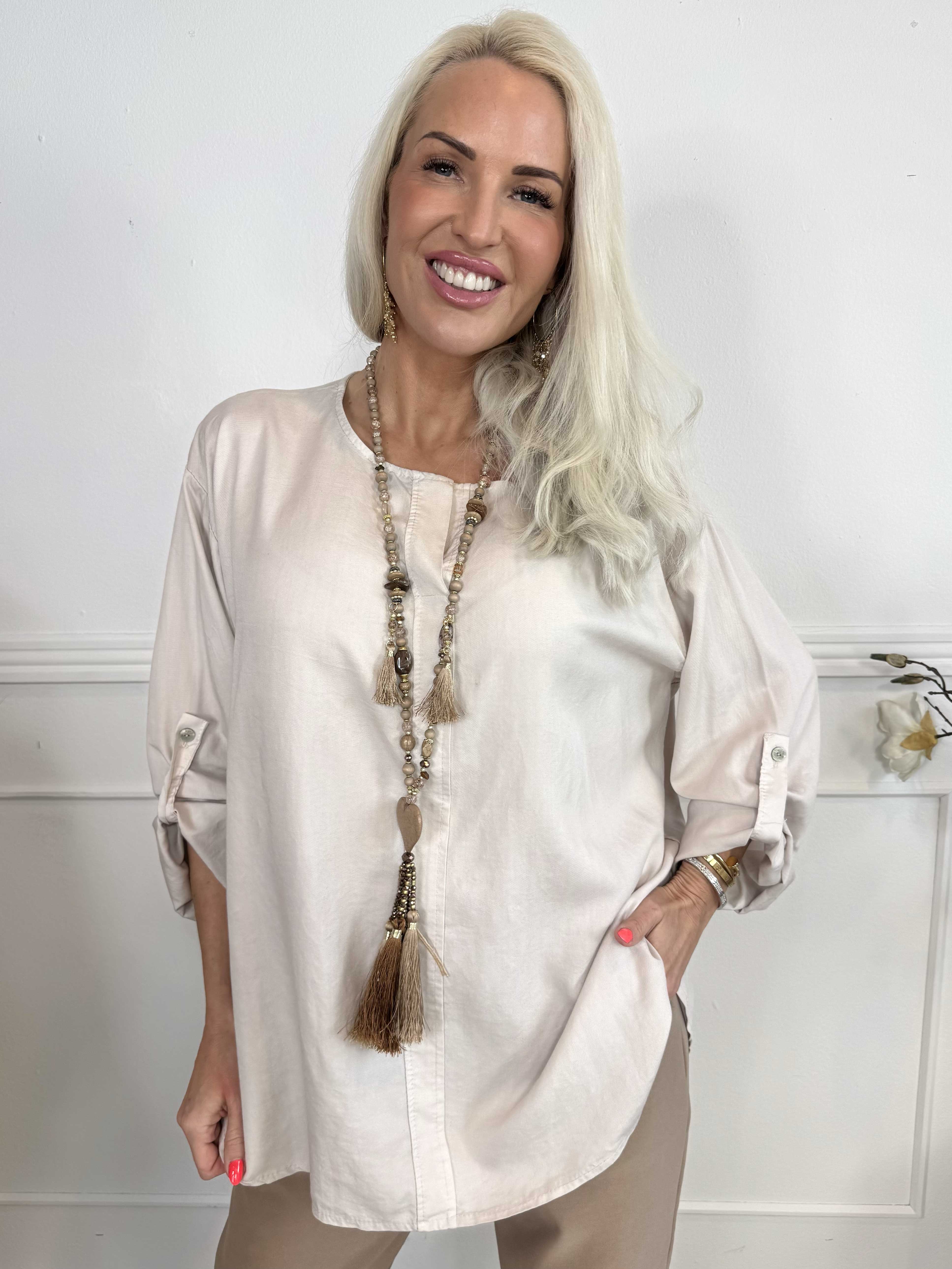 Emelda - Lätt enfärgad skjorta i lyocell